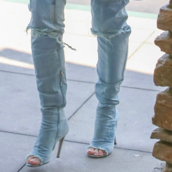 COPY - Knee high open toe boots - Picture 3 of 10